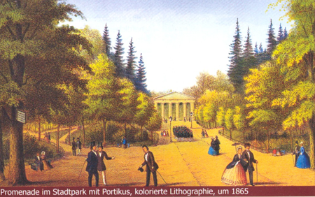 Promenade im Görlitzer Stadtpark um 1865