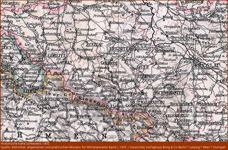 Historische Karte Schlesiens 1905