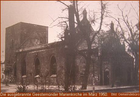 1950, ausgebrannte Marienkirche in Geestemünde