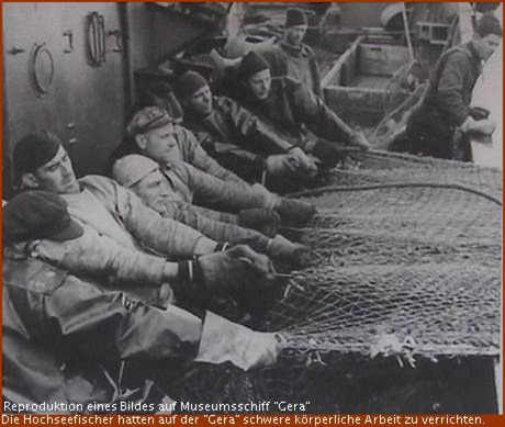 Einholung der Fischernetze auf dem Museumsschiff "Gera"