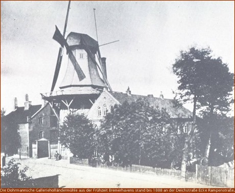 Unterweser Die Mühle auf dem Geestedeich wurde 1888 abgerissen