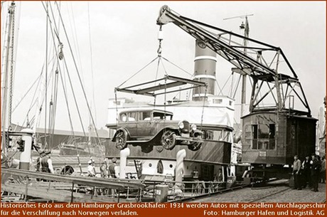 1934 Autoverladung im Grasbrookhafen