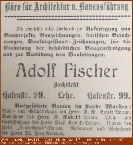Werbeanzeige Architekt Adolf Fischer