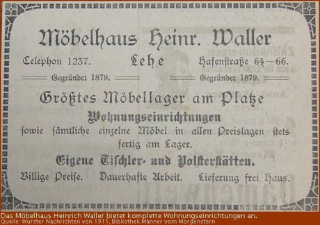 Zeitungsanzeige Möbelhaus Waller