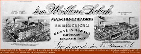 Briefkopf der Firma tom Möhlen & Seebeck