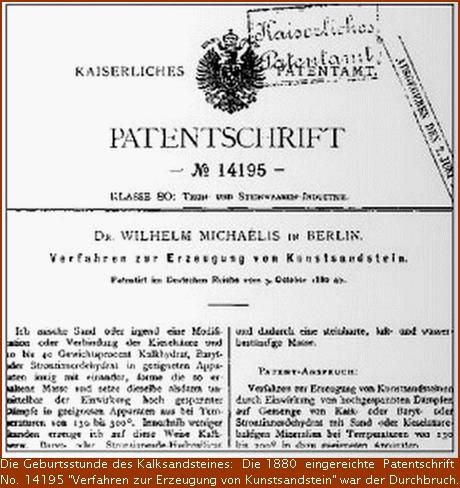 Patentschrift Kalksandstein
