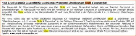 Erste Deutsche Bauanstalt für vollständige Wäscherei-Einrichtungen Stute & Blumenthal